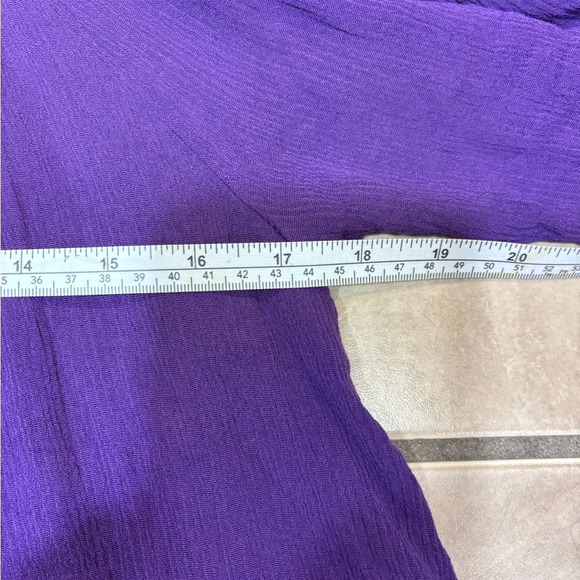 Women’s Size L Purple & Gold Rayon Blouse Tunic Off The Shoulder Lace Trim - Picture 4 of 7